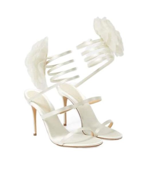 Magda Butrym White Floral-Appliqué Sandals