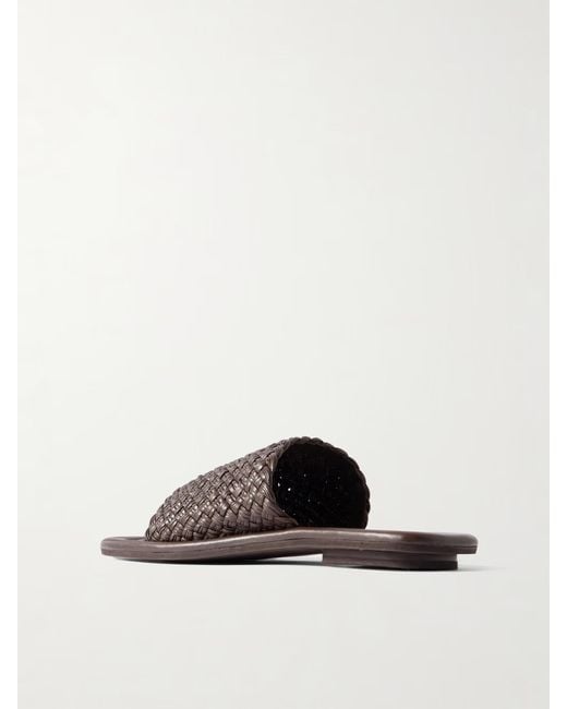 St. Agni Brown Woven Leather Slippers