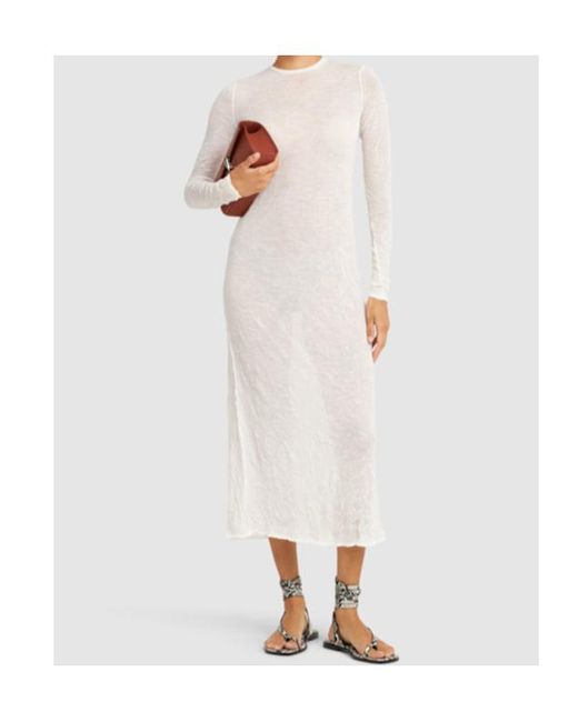 Auralee White Wool Blend Long-Sleeved Knit Dress