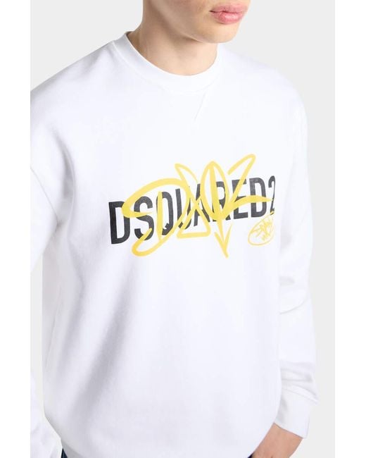 DSquared² White Graphic Logo Sweatshirt for men