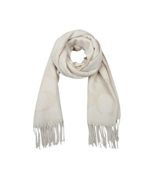 COACH White Fringed Scarf