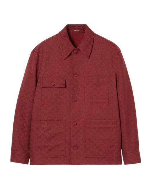 Gucci Red Monogrammed Button-Up Jacket for men