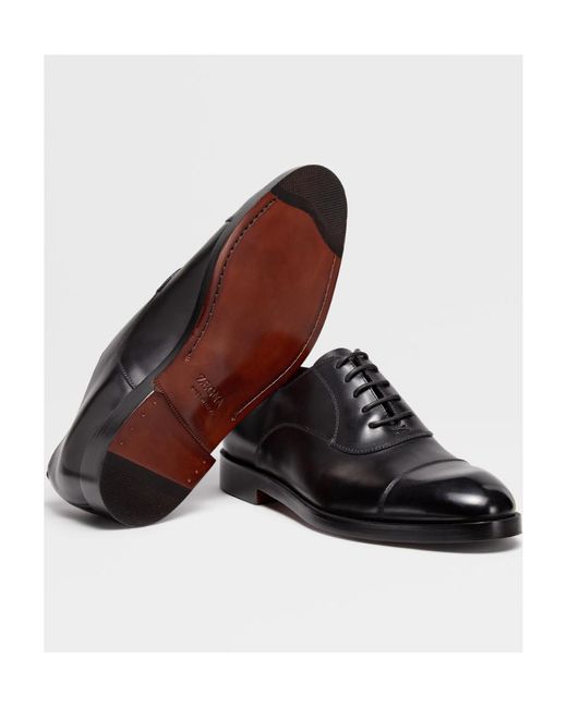 Zegna Black Torino Oxford Shoes for men