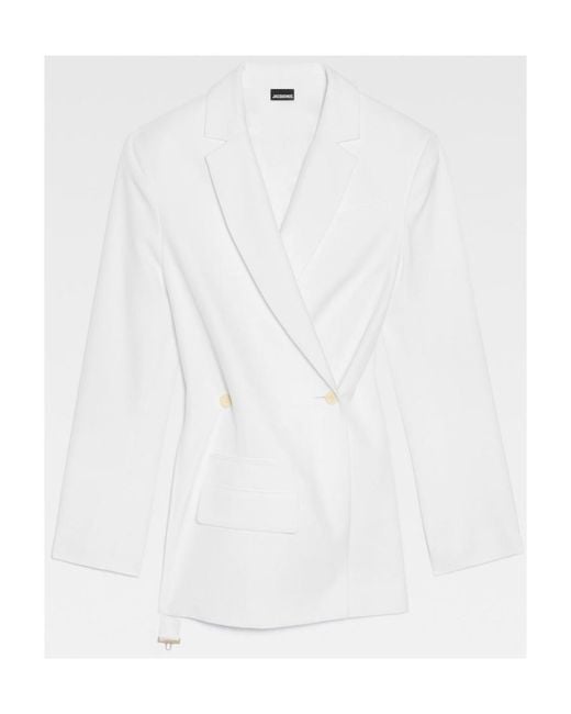 Jacquemus White Crossover Double-Breasted Blazer