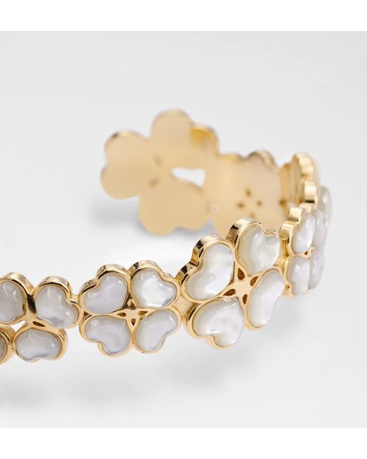 Dior Metallic Sparkling Clover Cuff Bracelet