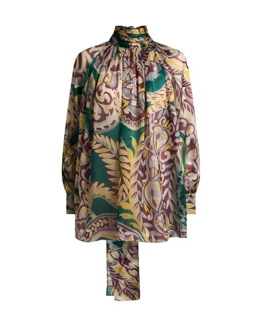 Etro Multicolor Self-Tied Fastened Floral Printed Blouse
