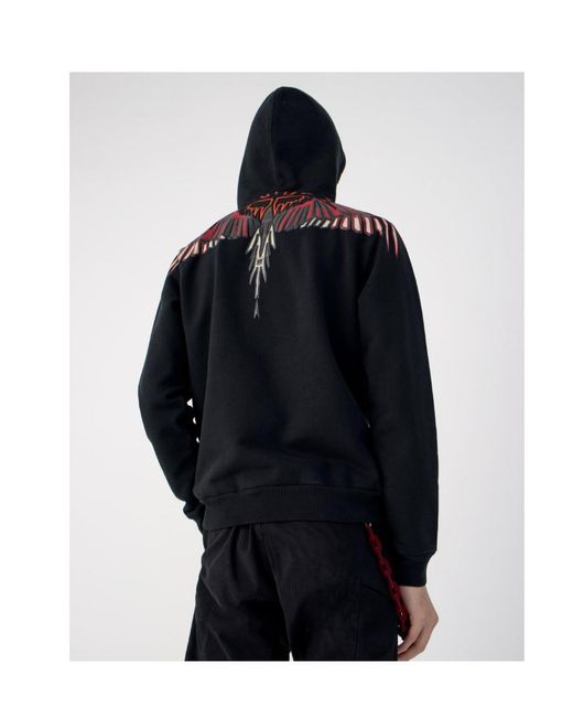 Marcelo Burlon Blue Geometric Wing Print Hooded Hooded Hoodie for men