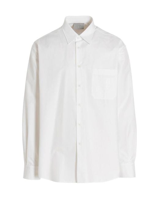 VTMNTS White Barcode Printed Buttoned Shirt for men