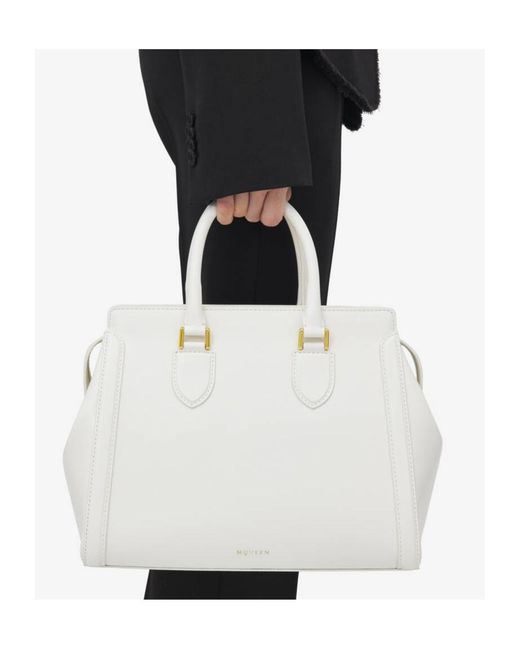 McQueen White Large Birdee Tote Bag