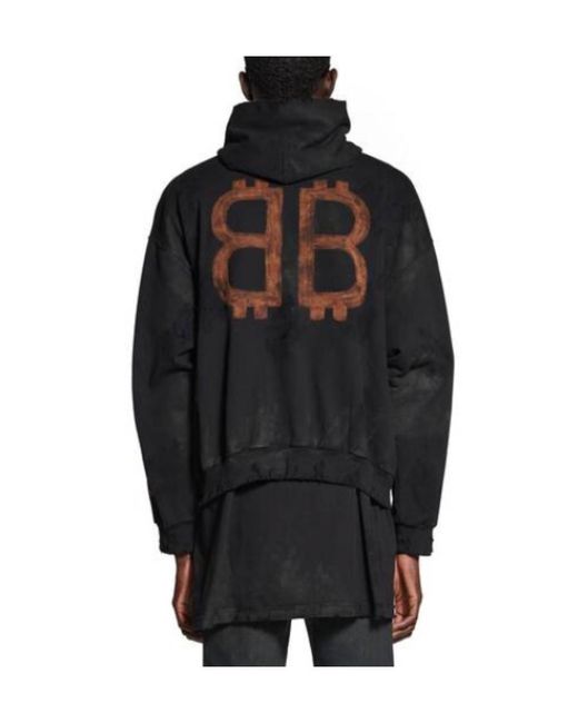 Balenciaga Black Crypto Faded Medium Fit Hoodie for men