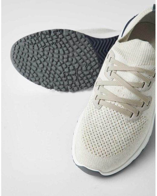 Brunello Cucinelli White Knitted Low-Top Sneakers for men