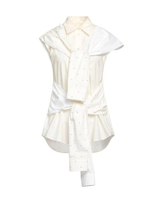 MM6 by Maison Margiela White Two-Color Knitting Shirt