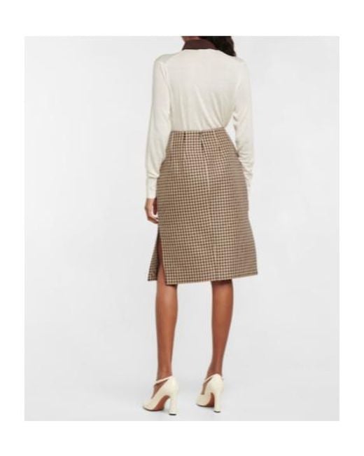 Emilia Wickstead Natural Noah Houndstooth Pencil Skirt