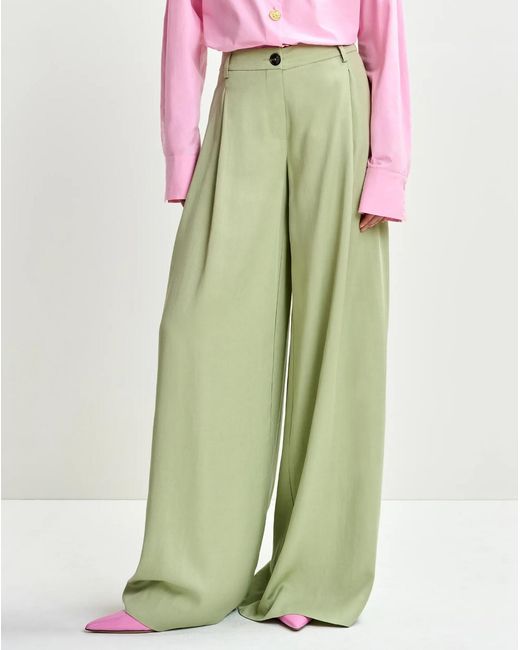 Essentiel Antwerp Green Casual Pants With Belt Loops