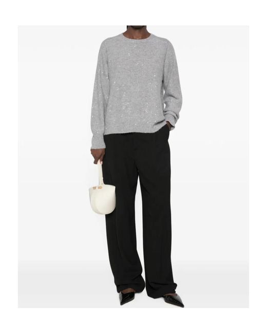 Fabiana Filippi Gray Sequin-Embellished Sweater