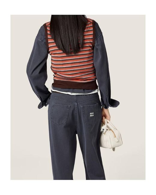 Miu Miu Red V-Neck Striped Knitted Vest