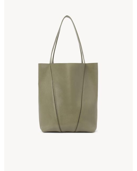 Chloé Green Chloé Spin Logo Detailed Medium Tote Bag