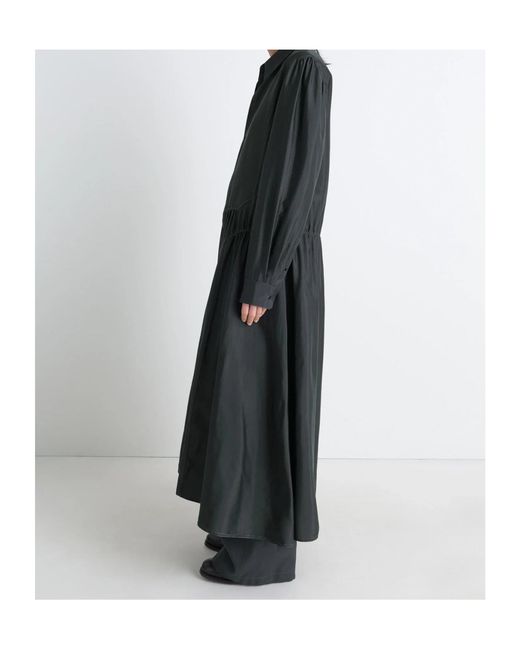 Lemaire Black Long Sleeve Gathered Maxi Dress