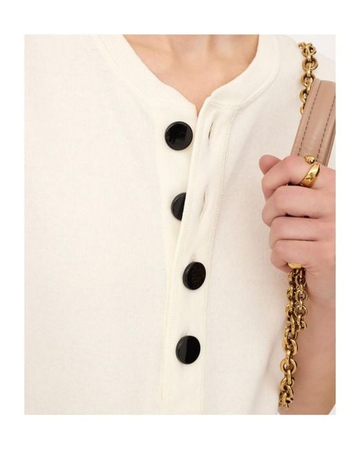Chloé White Chloé Buttoned Mini Knitted Dress