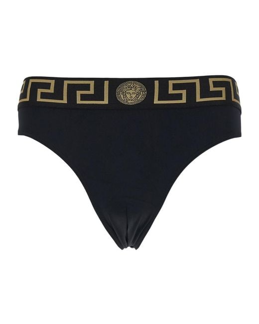 Versace Black Greca Border Stretched Swim Shorts for men