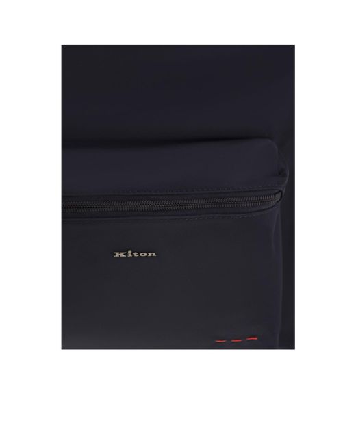 Kiton Blue Logo Lettering Zipped Backpack for men