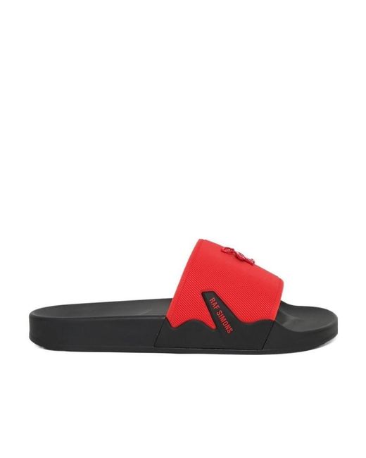 Raf Simons Red Embossed-Logo Sliders for men