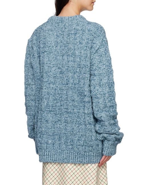 Maison Margiela Blue Ribbed-Knit Crew-Neck Jumper for men
