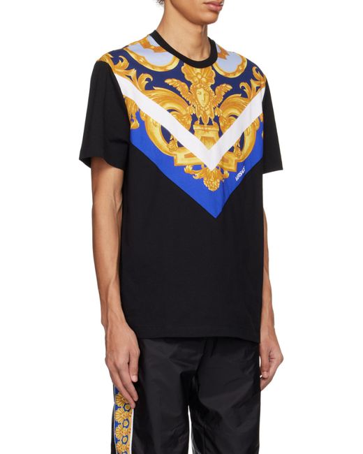 Versace Blue Medusa-Print Detail T-Shirt for men