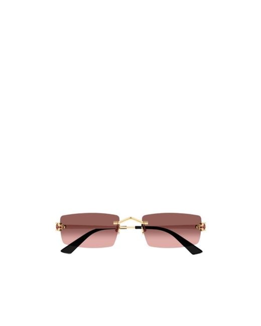 Cartier Brown Frameless Rectangular Sunglasses for men