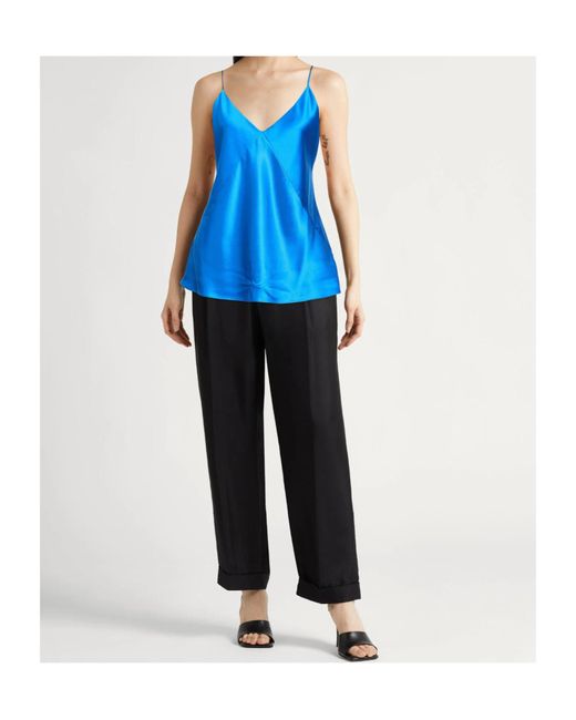 Max Mara Blue Deep V Neck Strap
