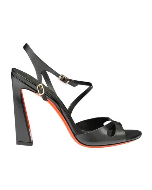 Santoni Black High-Heel Mona Sandals