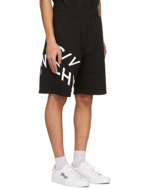 Givenchy Black Refracted Logo Cotton Shorts for men