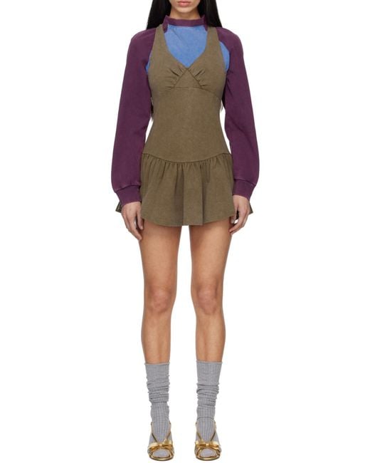 ShuShu/Tong Brown V-Neck Mini Dress