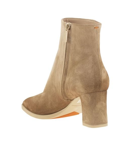 Santoni Natural Mid Heel Ankle Boots