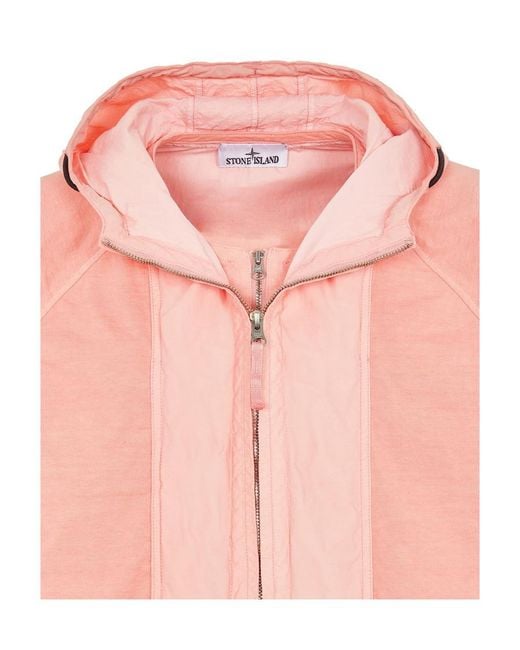 Stone Island Pink Semi-Zipper Casual Jacket for men