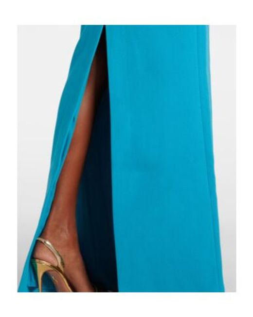 Rebecca Vallance Blue Ella Ruffled One-Shoulder Gown