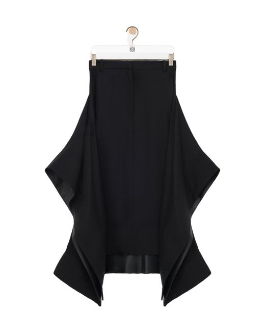 Loewe Black Belt-Loops Leather-Details Midi Skirt
