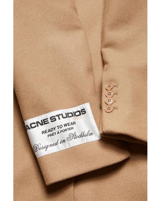 Acne Natural Single-Breasted Wool Blend Coat for men