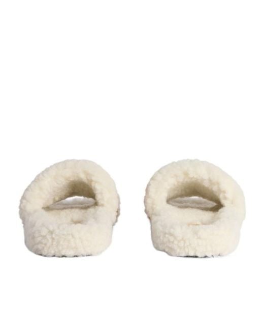 Balenciaga Natural Faux Fur Slides