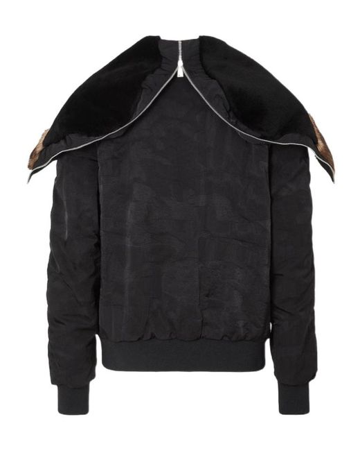Fendi Black Patchwork Nylon Bomber Jacket for men