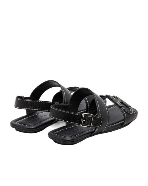 Hogan Black Logo Strap Flat Sandals