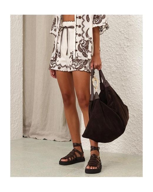 Zimmermann Natural Ascension Belted Shorts