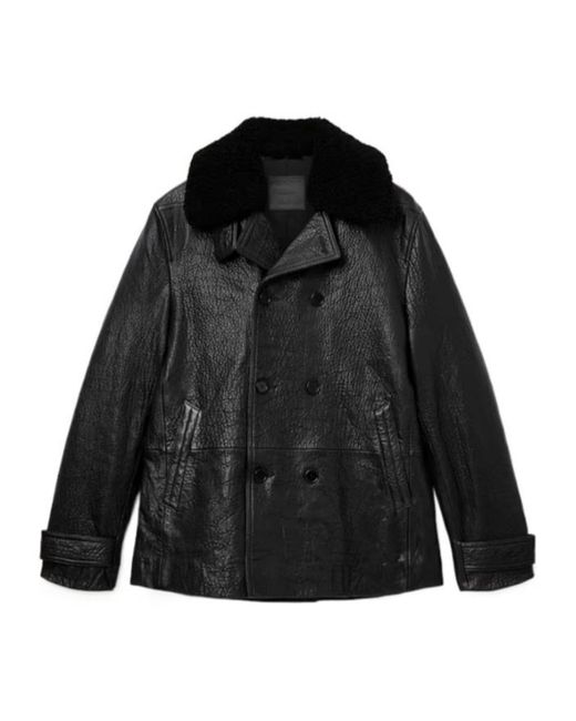 AllSaints Black Hamlet Leather Jacket for men