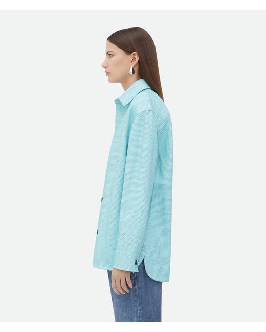Bottega Veneta Blue Mini Intrecciato Leather Shirt
