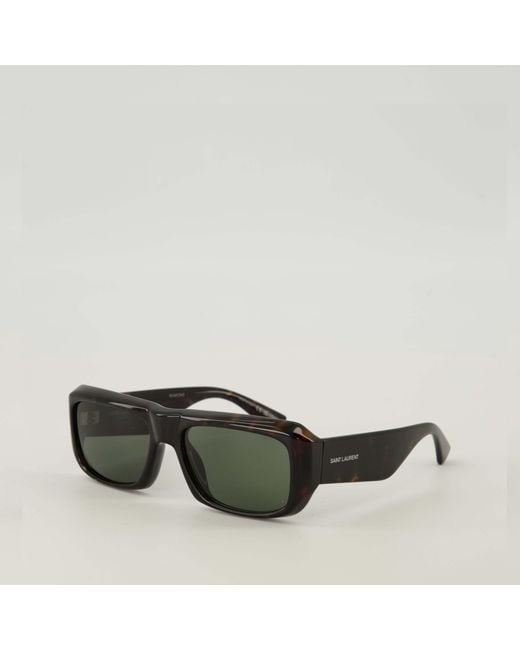 Saint Laurent Green Eyewear Rectangular Frame Sunglasses for men