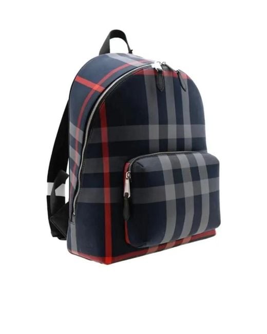 Burberry Blue Check Pattern Zip-Around Backpack for men
