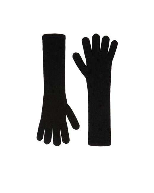 Max Mara Black Cashmere Five-Finger Gloves