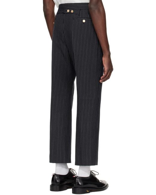 Thom Browne Blue Striped Casual Pants for men