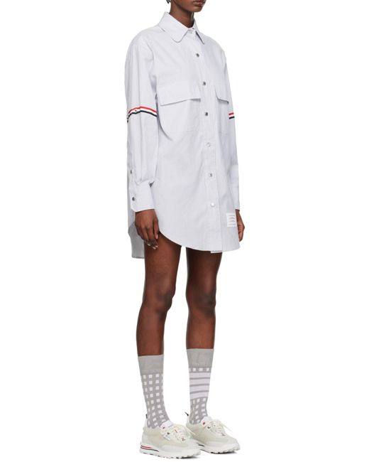 Thom Browne Blue Rwb Striped Longline Button-Up Shirt