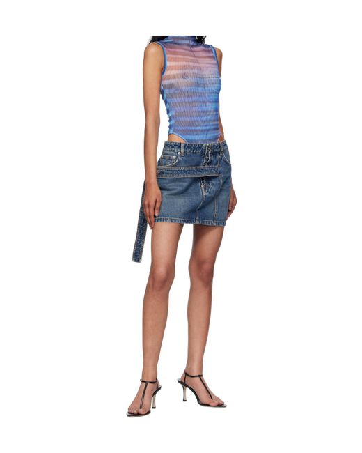 Jean Paul Gaultier Blue Low Waisted Strap Skirt